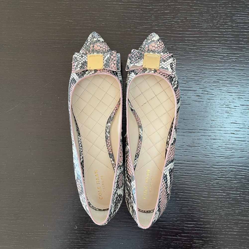 Cole Haan Tali Bow Flat In Misty Rose Snake Print - Picture 9 of 9